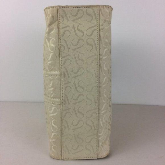 SV Vera Wang NWOT Signature Ivory Textile Handbag Faux Patent Leather Trim - Picture 5 of 8